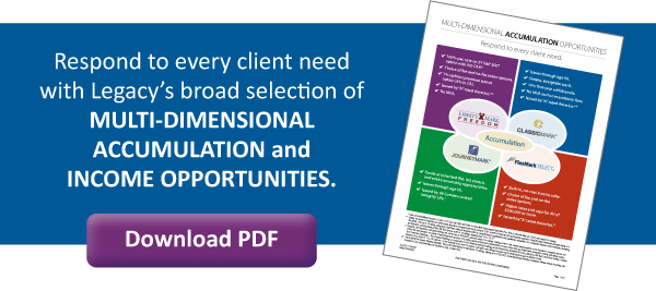 Respond to every client need with Legacy's broad selection of MULTI-DIMENSIONAL ACCUMULATION and INCOME OPPORTUNITIES.