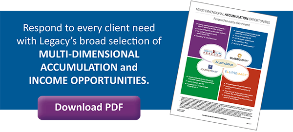 Download PDF: Respond to every client need with Legacy’s broad selection of MULTI-DIMENSIONAL ACCUMULATION and INCOME OPPORTUNITIES.