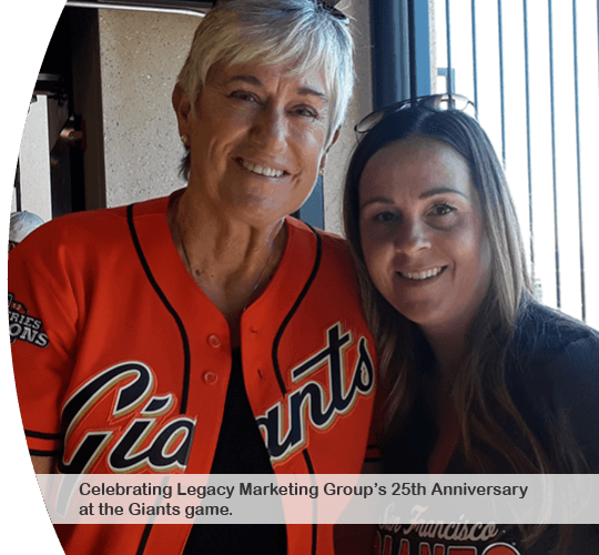 Celebrating Legacy’s 25th Anniversary at a Giants baseball game.